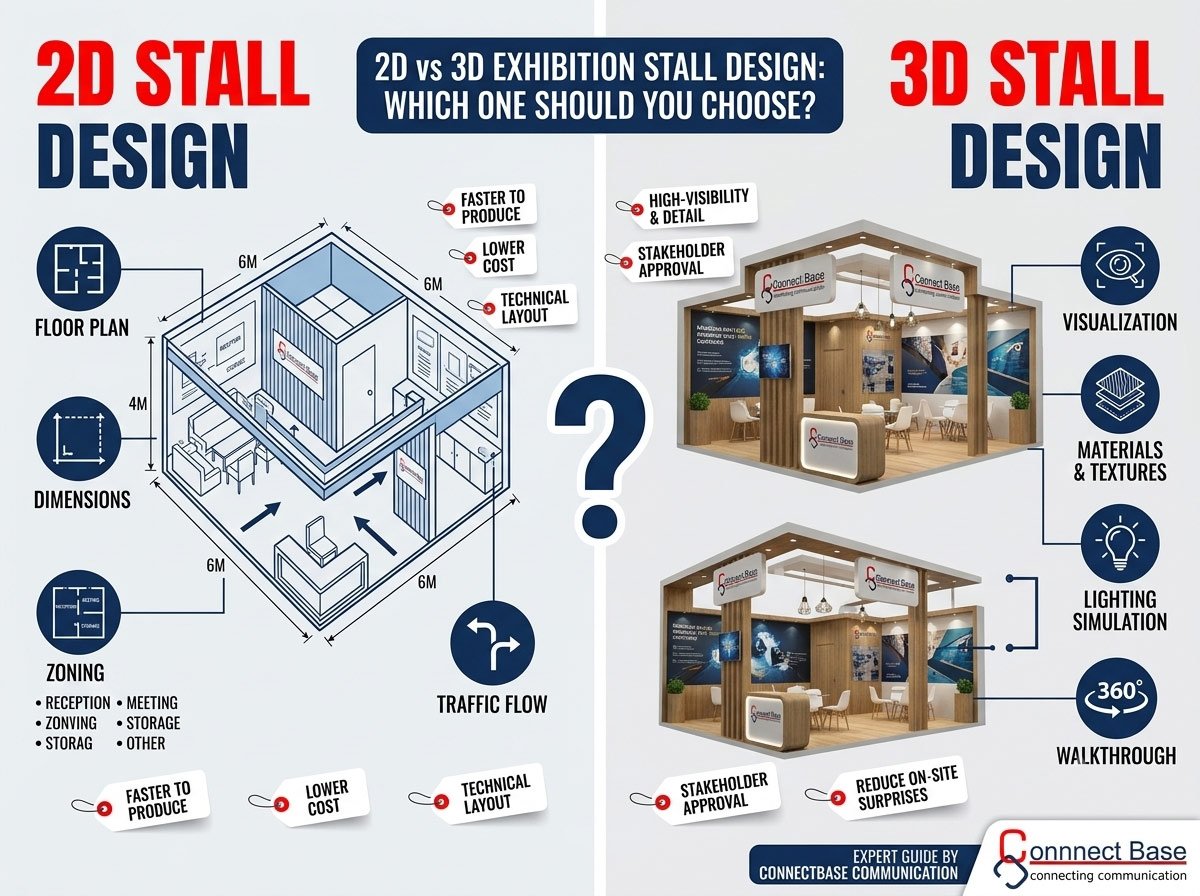 2D vs 3D Exhibition Stall Design: Which One Should You Choose?