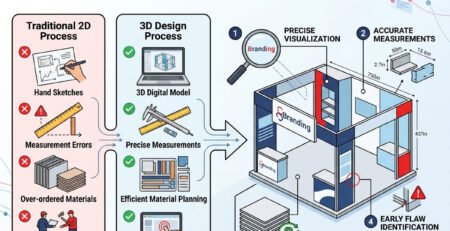 How 3D Exhibition Stall Design Reduces Fabrication Errors and Project Costs